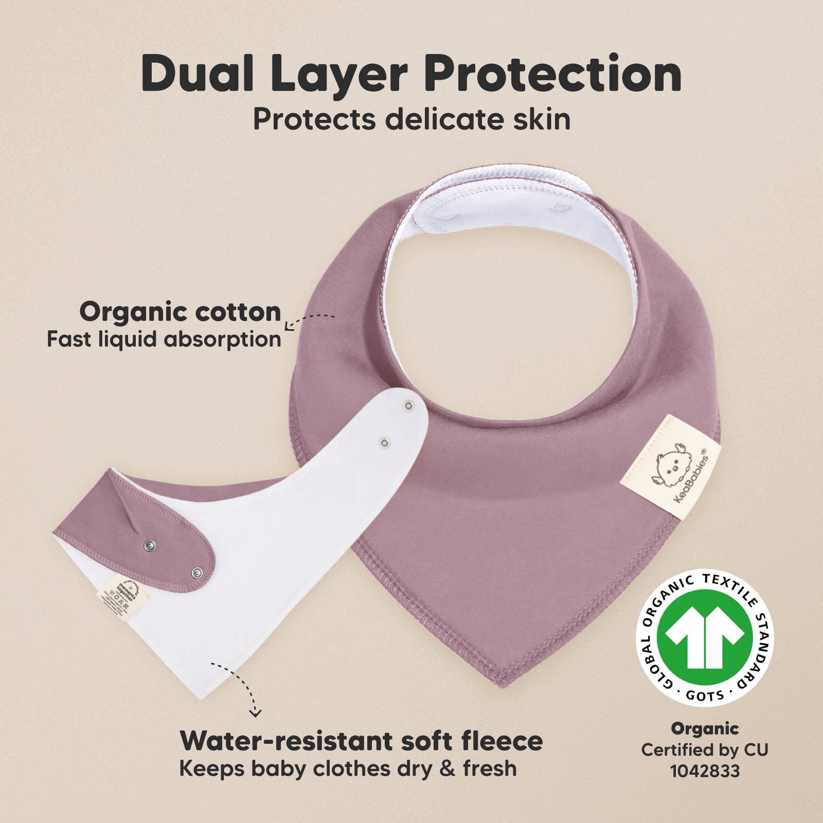 Mauve 8-pack Baby Bandana Bibs for Girls and Boys for wholesale on Faire1