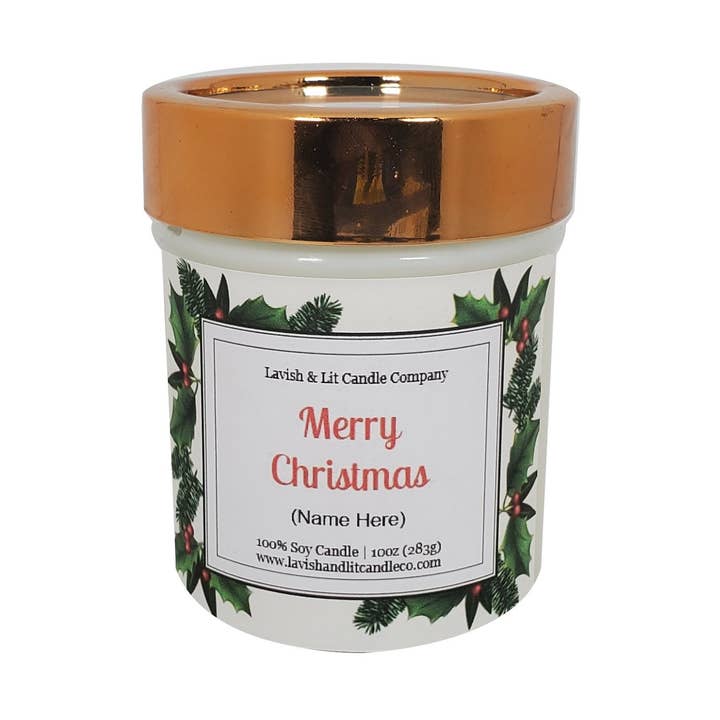 Merry Christmas Candle, Christmas Gift, Holiday Gift, Custom for wholesale by Lavish & Lit Candle Company