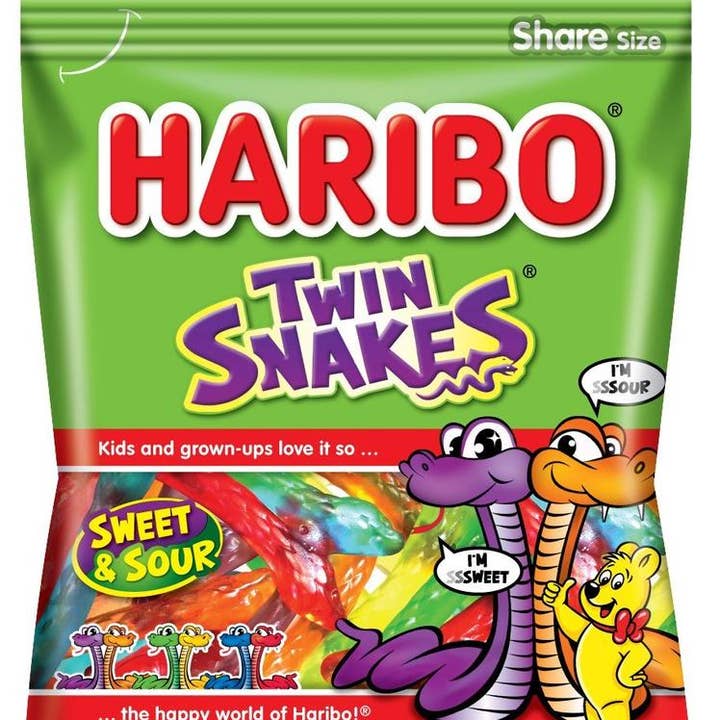 Long Island Candy Factory - Wholesale Gummy - Haribo 5 Oz Twin Snakes Peg Bag