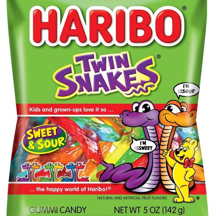 Haribo 5 Oz Twin Snakes Peg Bag for wholesale by Long Island Candy Factory