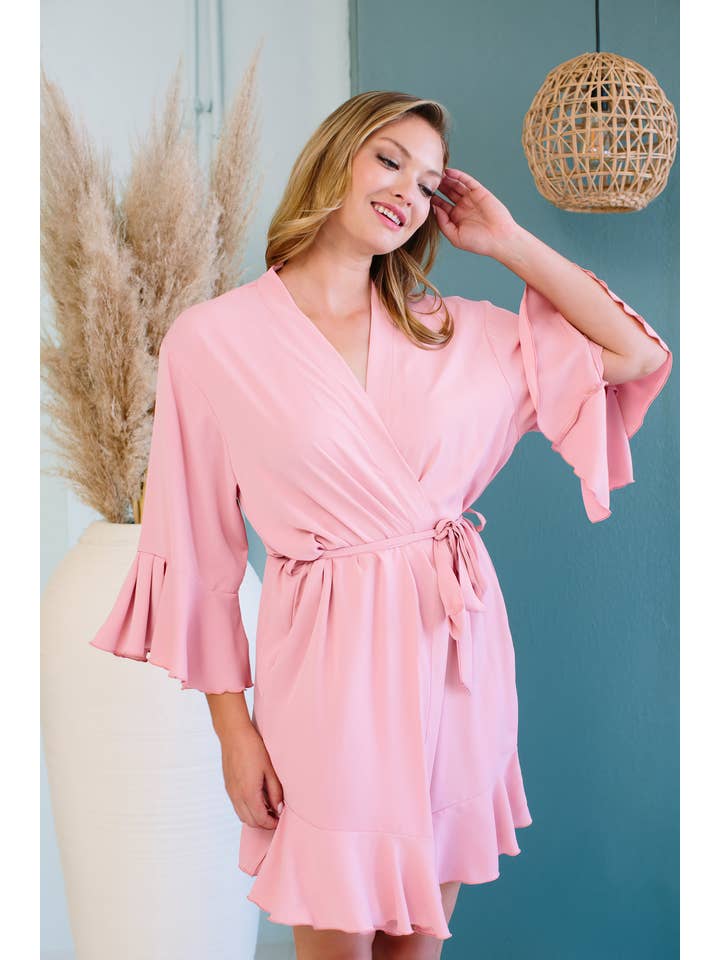 Belle's Design Shop - Wholesale Robe - Women's - Chiffon Satin Ruffle Robe18