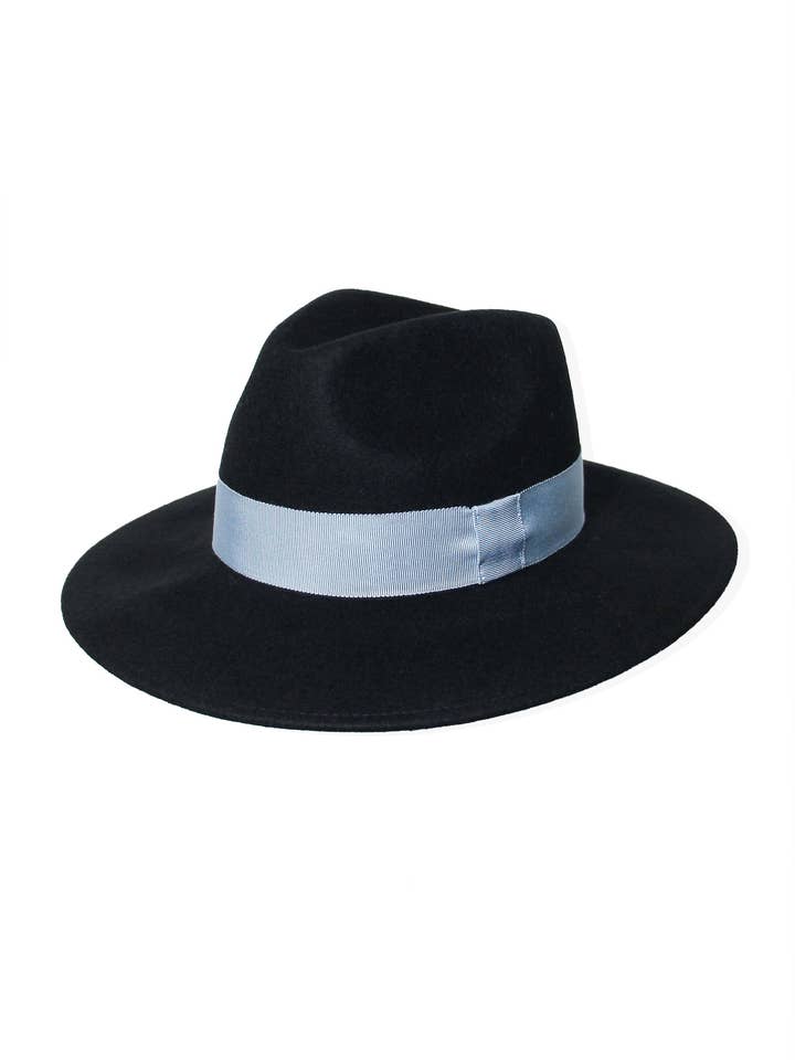 BLACK HAT - BLUE RIBBON - FEDDIE for wholesale by Aéle Paris