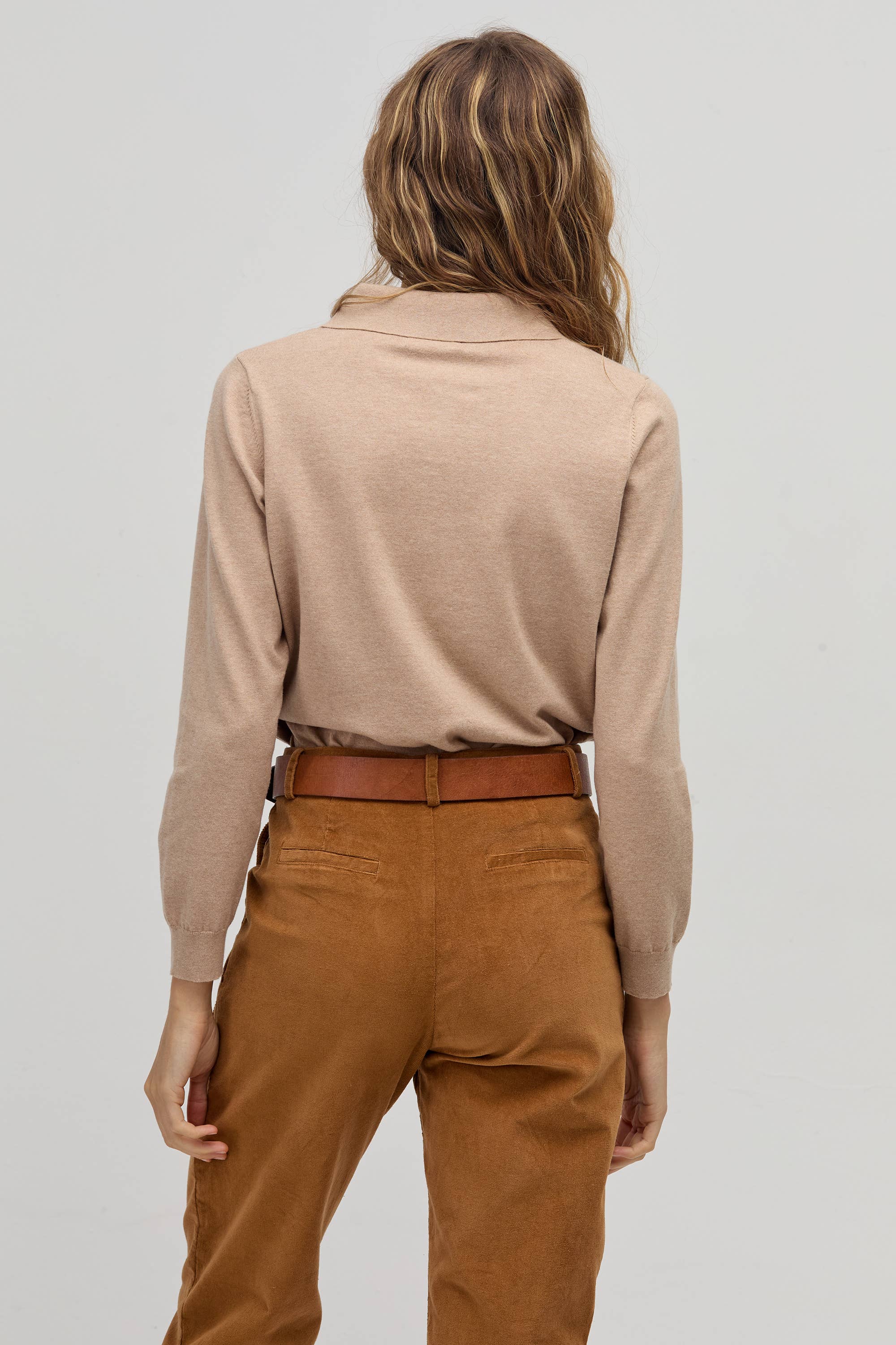 College Polo Sweater - Camel for wholesale on Faire3
