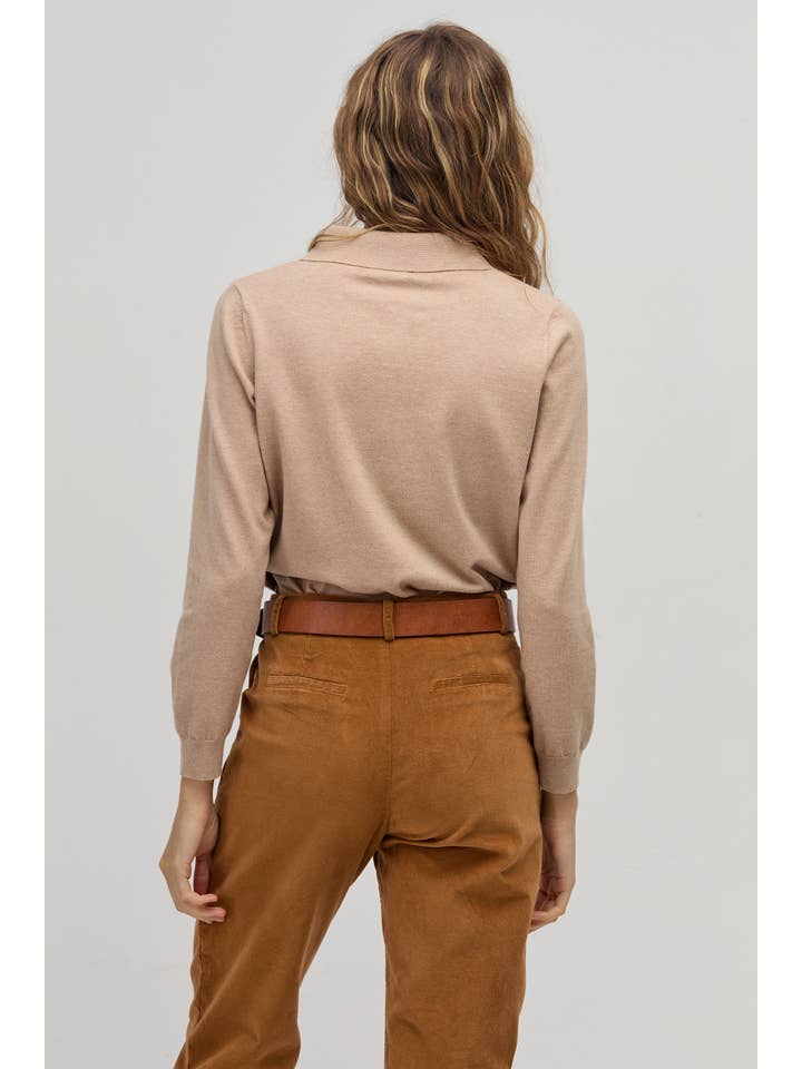 College Polo Sweater - Camel for wholesale on Faire3
