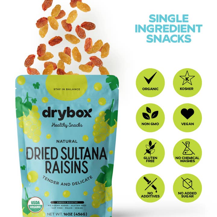 DRYBOX - Vendita all'ingrosso Frutta secca/disidratata - Uvetta sultanina essiccata Drybox, 1 kg x 3 confezioni sfuse1