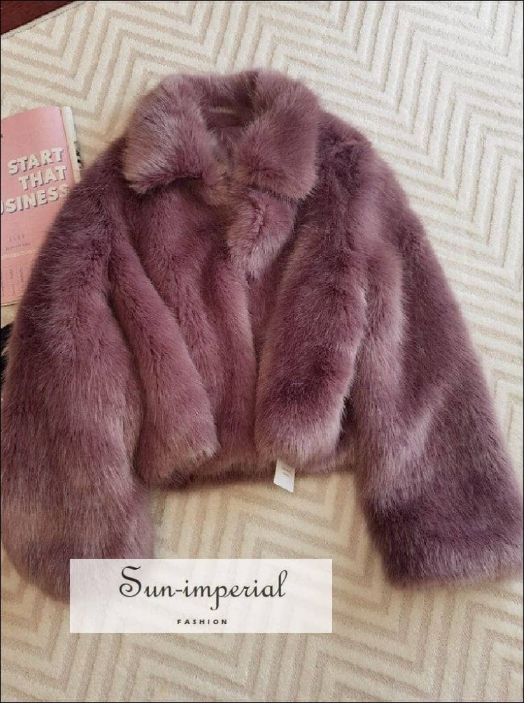 Sun Imperial - Wholesale Fur/Faux Fur Coat - Women's - Purple Shaggy Women Faux Fur Jacket Mini Length Coat2