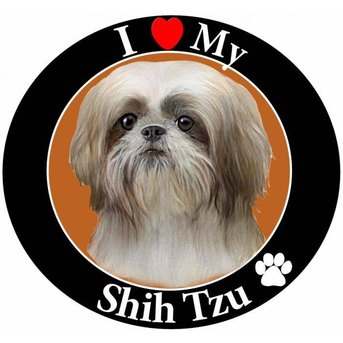 Shih Tzu, Tan and White Puppy Cut Circle Magnet for wholesale by E&S Pets