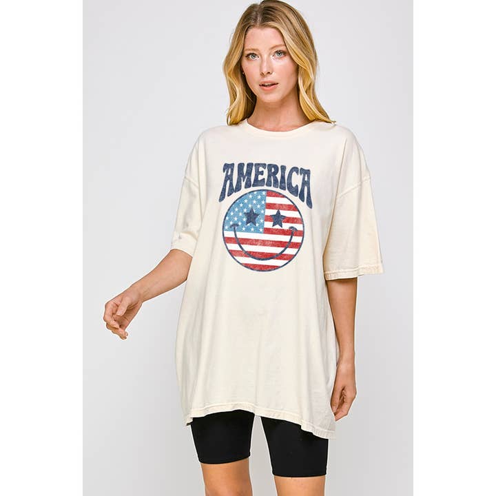 OVERSIZE-T-SHIRT MIT AMERICA-VINTAGE-GRAFIK für den Großhandel von Illustrated Society