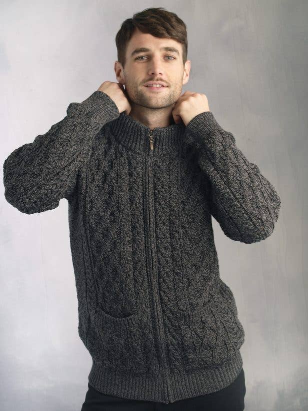 Aran Crafts – Engroshandel Cardigan - Herre – Herrecardigan med lynlås og lommer XP30160