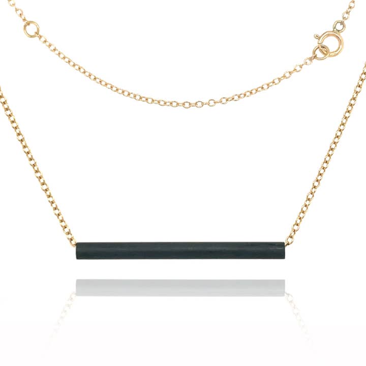 Skinny Tube Necklace in Gold and Black Silver for wholesale by Flavia Bennett Designs