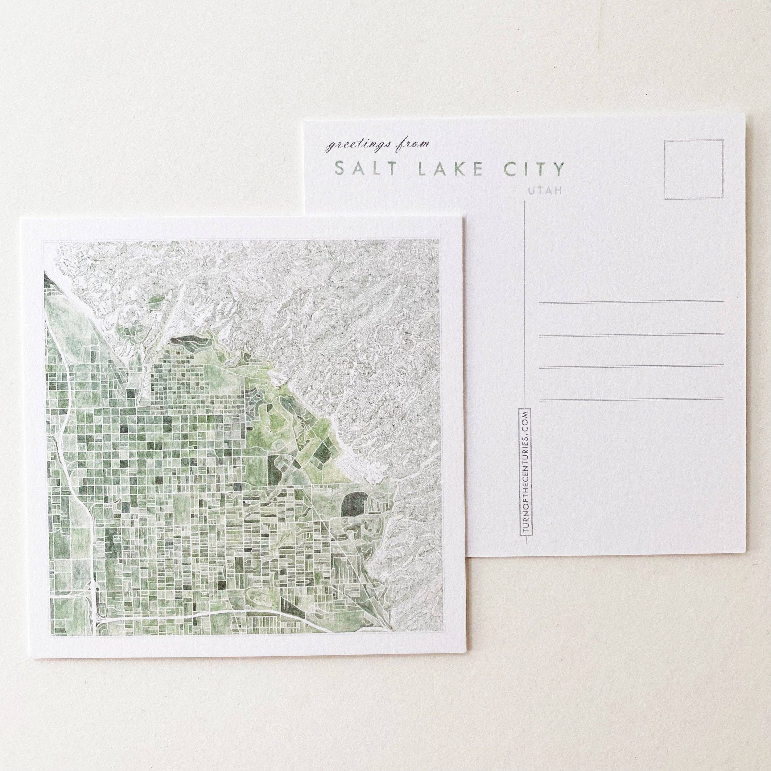 Turn-of-the-Centuries - Wholesale Postcard - SALT LAKE CITY Utah Map Postcard1