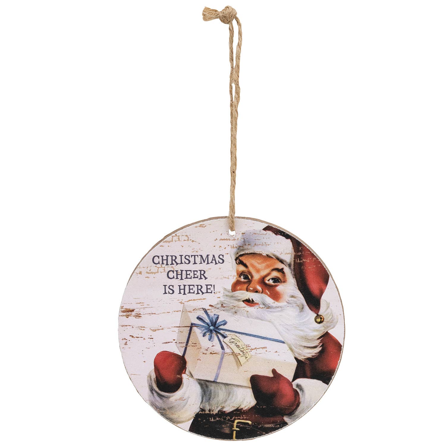 The Hearthside Collection - Wholesale Ornament - Vintage Santa Cheer Round Ornament - 3 Asstd.2