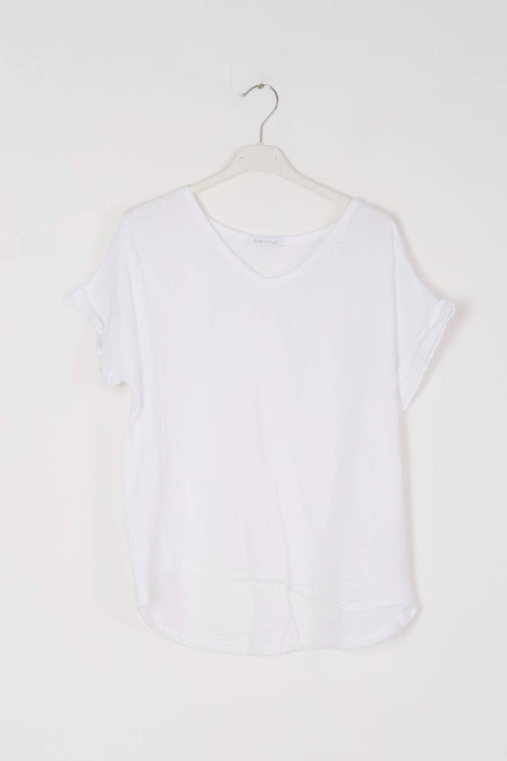 LÉA & LUC - Vente T-shirt – femme - T-Shirt texturé en 100% lin REF. 65137