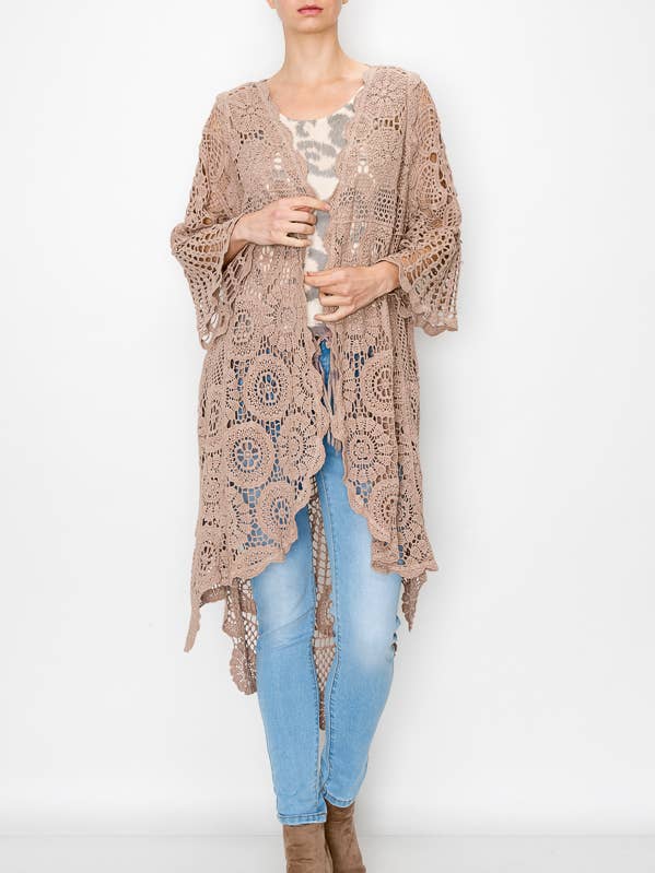 TAUPE Hoog-laag Gehaakt Vest Met Geschulpte Randen 4514 TAUPE voor groothandel op Faire0