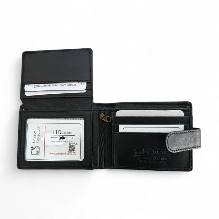 Black SMW09HL ~ Sheepskin Men's Tab Wallet for wholesale on Faire1