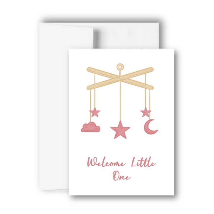 Welcome Little One Baby Girl Greeting Card for wholesale by Brandi Creations Design Studio