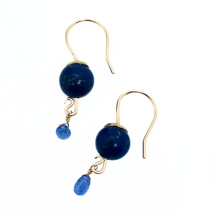 Gold Waterfall Earrings With Faceted Gem Drop for wholesale by TRACI MOYO DESIGNS