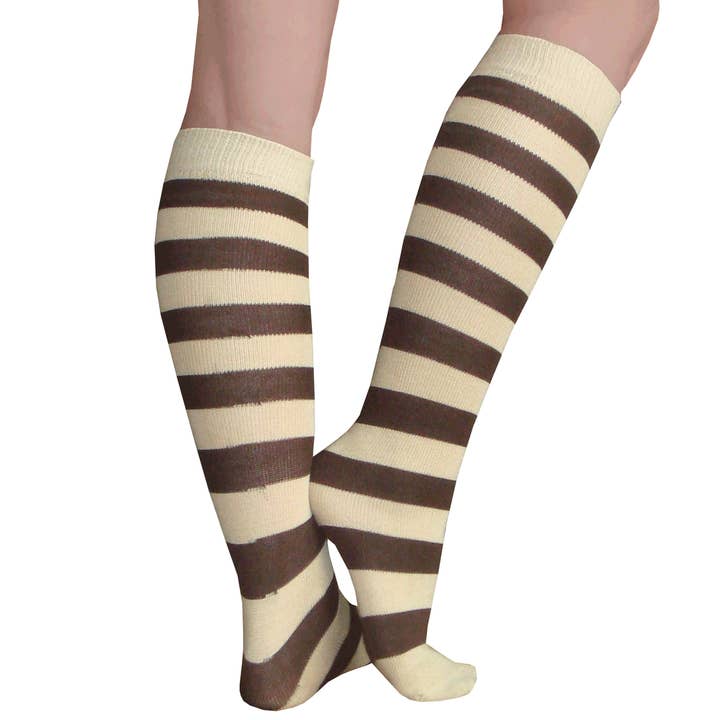 Tan/Brown Striped Socks for wholesale by Chrissy's Socks