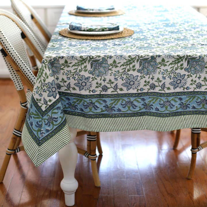 PACIFIC & ROSE TEXTILES - Wholesale Tablecloth - Tablecloth Gayatri Blue/Green