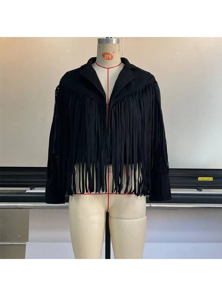 Tourtiwi - Wholesale Jacket - Women's - Punk Faux Suede Fringe Lapel Jacket14