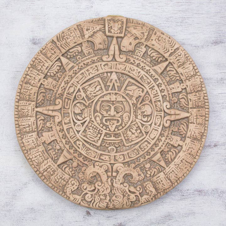 NOVICA Natural Aztec Sun Stone Ceramic plaque for wholesale by NOVICA
