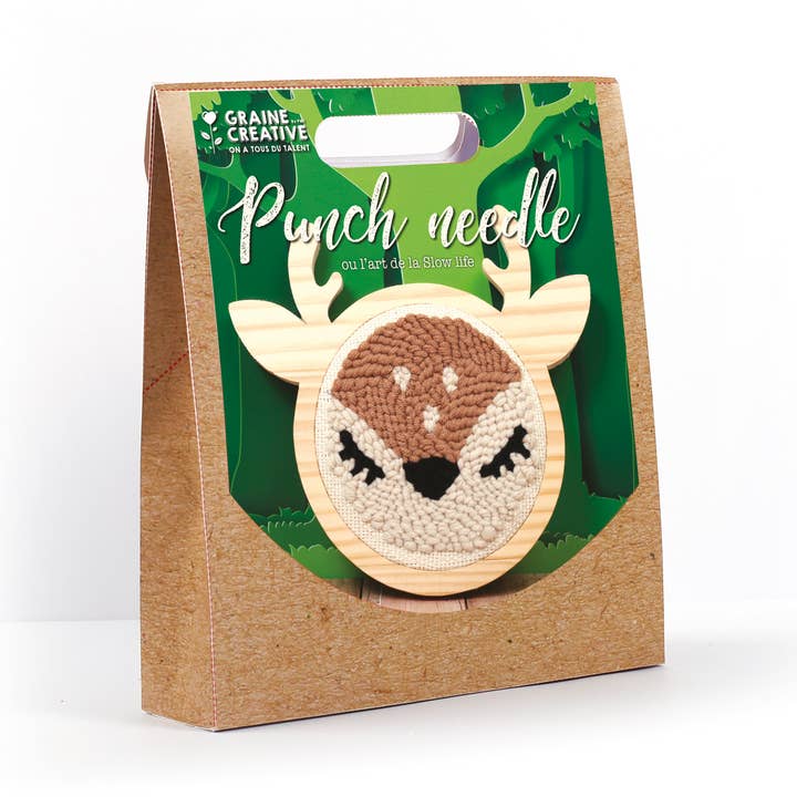 Graine Créative - Wholesale DIY Craft Kit - PUNCH NEEDLE DOE KIT Ø 150 mm0