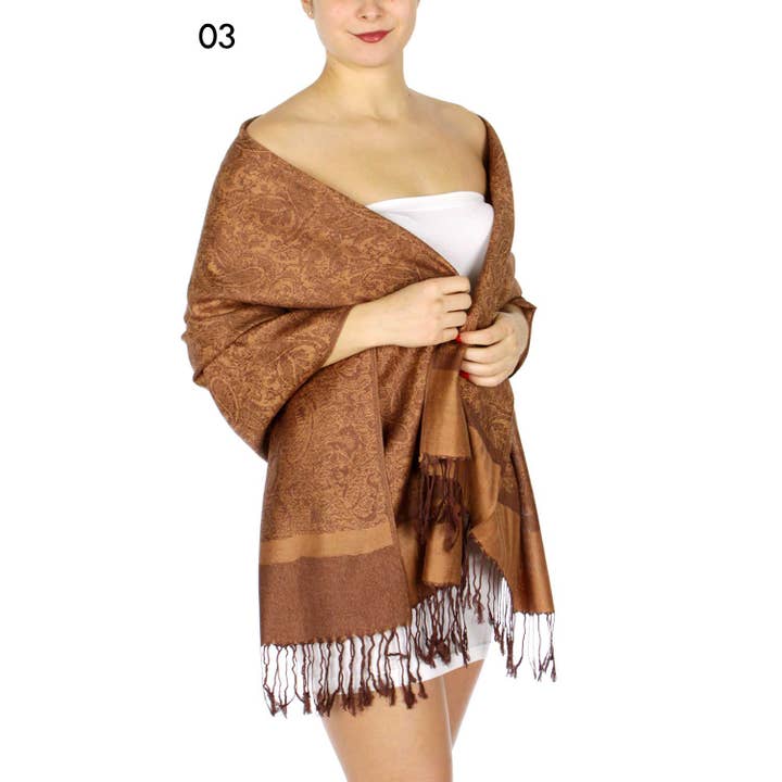 SERENITA – Großhandel Schal – Damen – Jacquard Paisley Pashmina Schal Wendbarer Stola-Wickel5