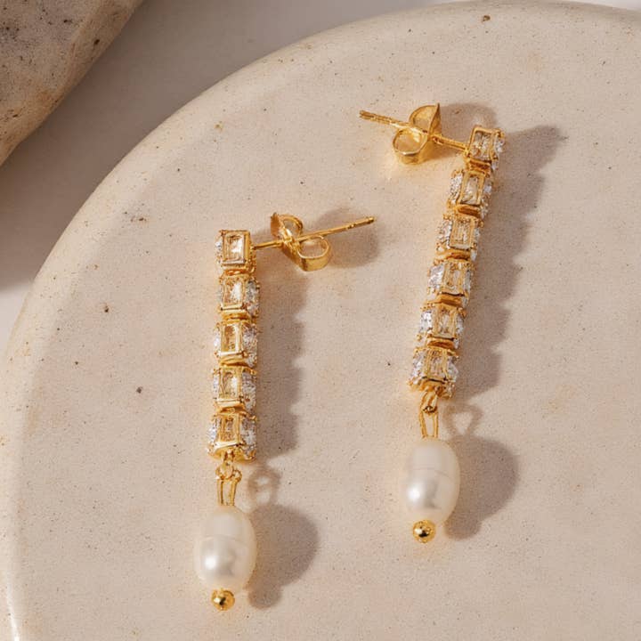 Freshwater Pearl Tassel Stud Earrings for wholesale by Revelari