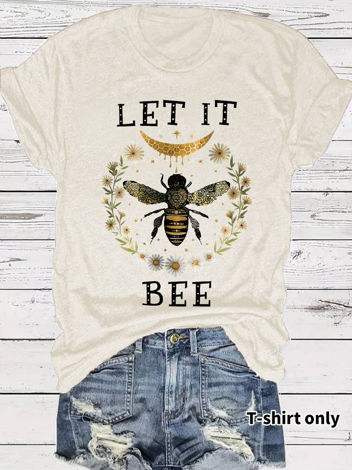 Rosa Clothing - Wholesale T-Shirt - Women's - LET IT BEE & Floral Wreath Graphic T-Shirt4