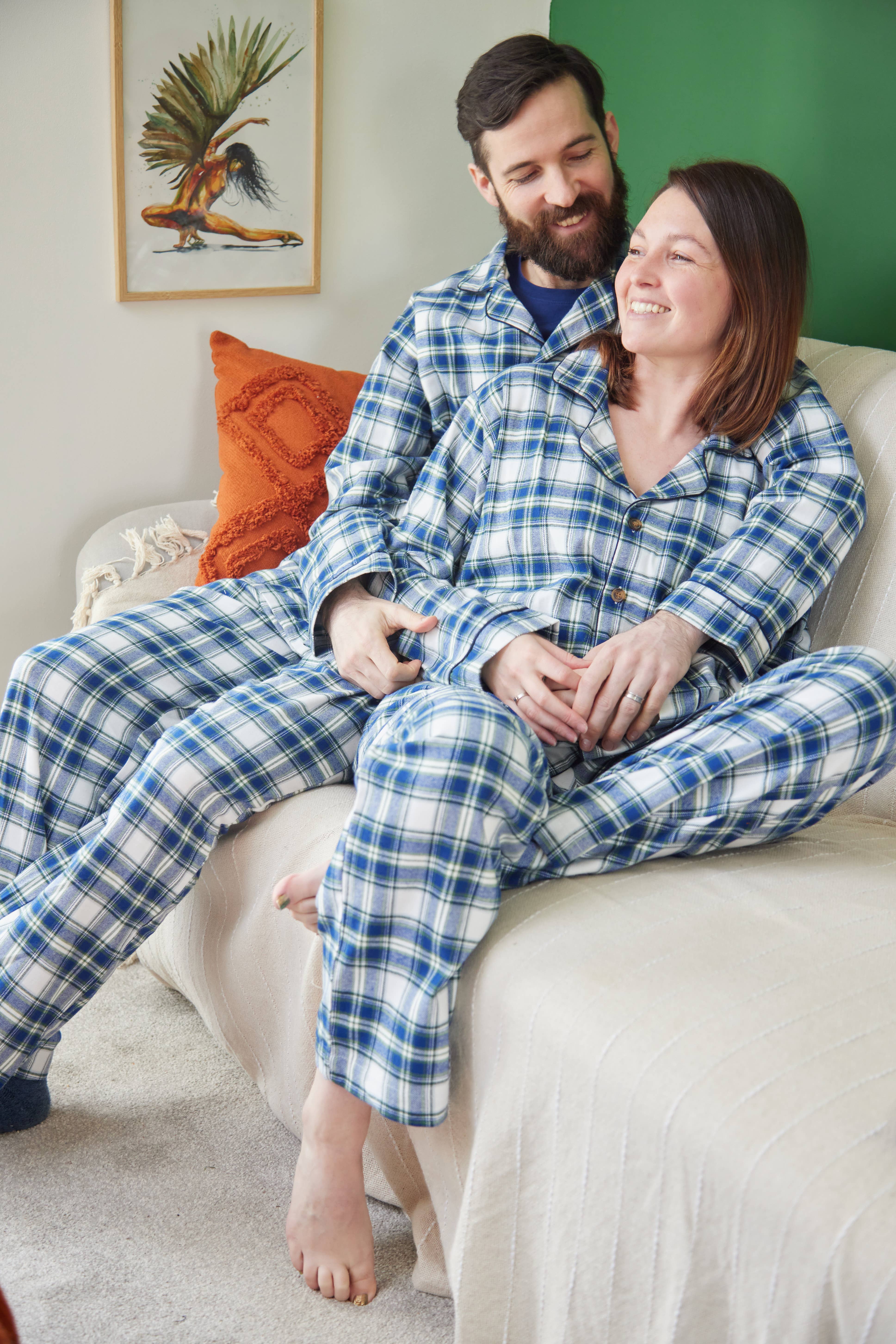 Lee Valley Ireland - Vendita all'ingrosso Completo pigiama - Unisex - Pigiama Lee Valley Flanella -LV38 Tartan Blu Douglas0