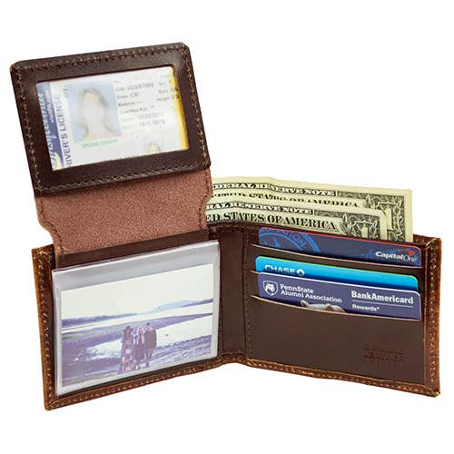 Western Express - Wholesale Wallet - Men's - USA-Made Antiqued Leather Bifold Wallet with Eagle Emboss1