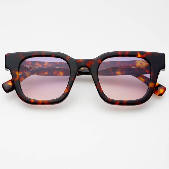 Dark Tortoise Pink Atlas Acetate Rectangular Sunglasses for wholesale on Faire