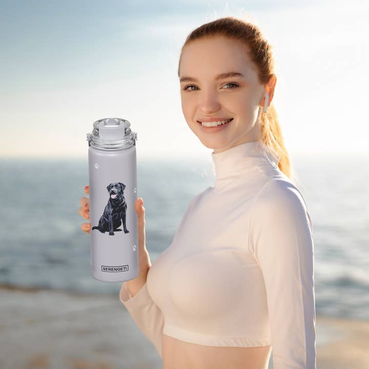 E&S Pets - Venta al por mayor Botellas de agua - Botella de agua de acero inoxidable Labrador, color negro, 24 onzas
