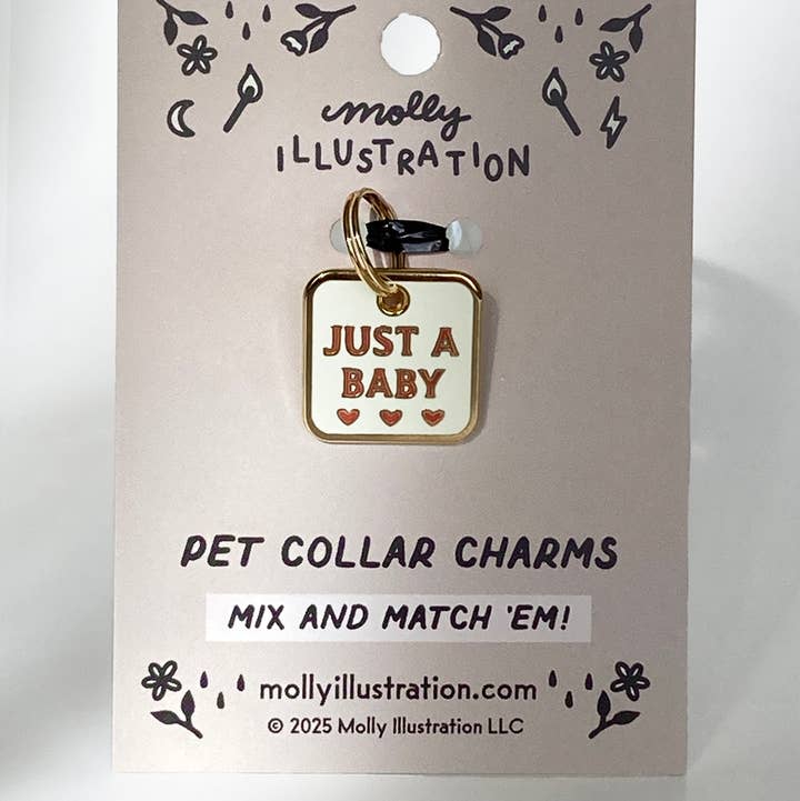 Just a Baby Pet Collar Charm for wholesale by Molly Illustration