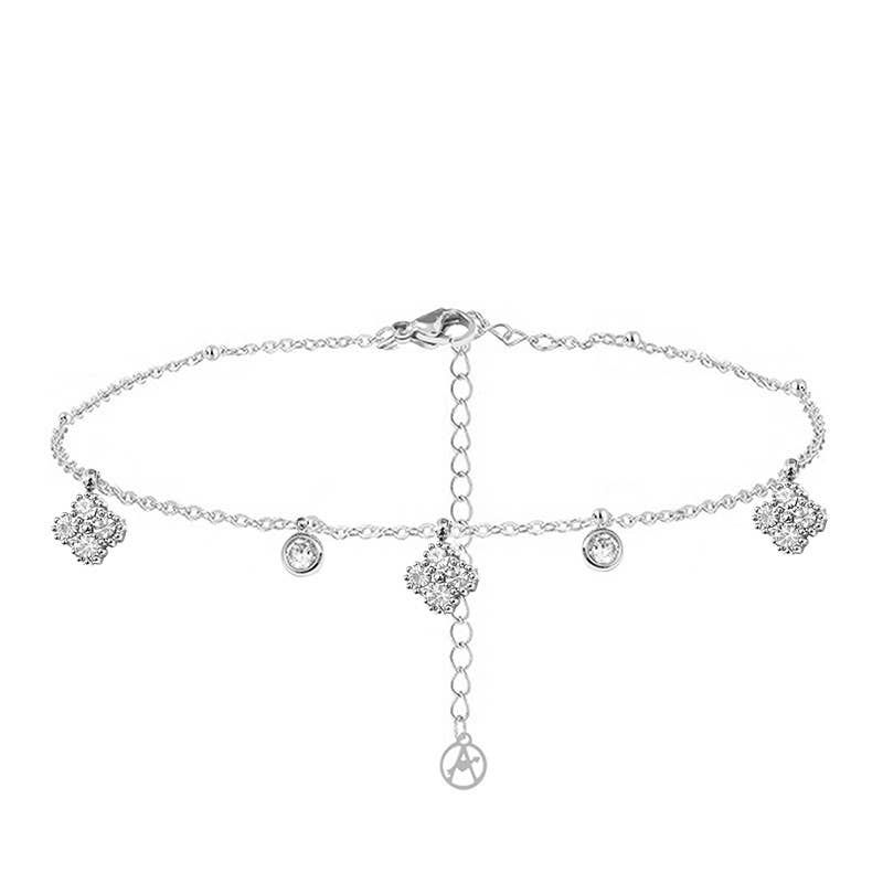 AMORINO SRL - Wholesale Bedelarmbandje - ARMBAND MET HANGENDE KLAVERTJES IN ZIRKOON - YC25624B2570