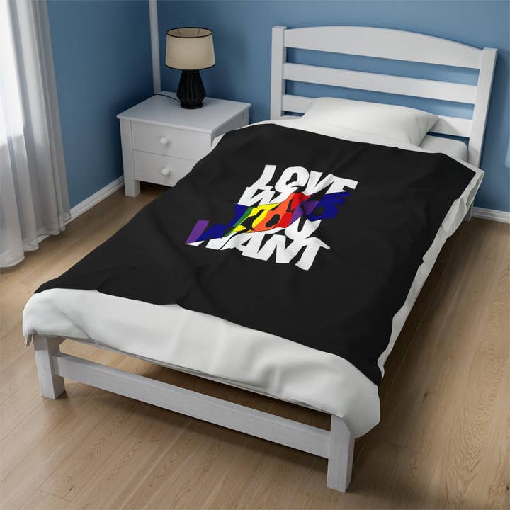 Älska vem du vill ha LGBTQ Pride Velveteen plysch filt för wholesale av Sparkle By Asha