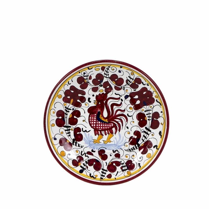 Artistica - Deruta of Italy - Wholesale Dinner Plate - Orvieto Red Rooster: Small Bread Plate - 7" Diam. Saucer