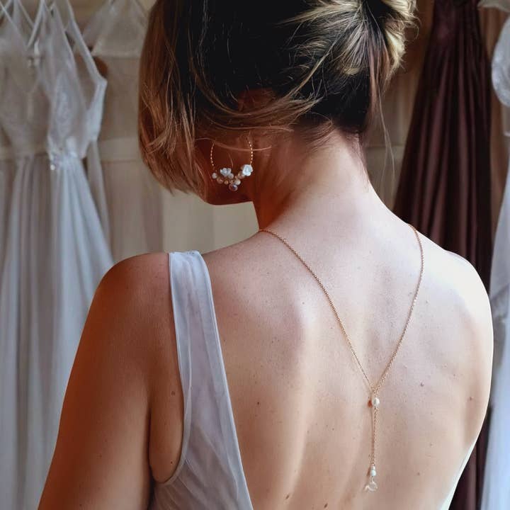 Minimalist back necklace in stainless steel. for wholesale by L'atelier du 6