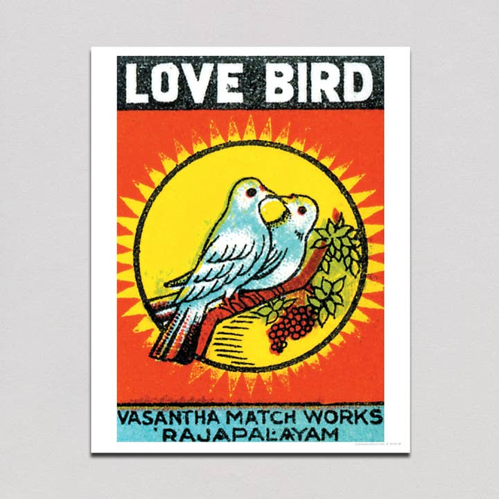 Love Bird Matchworks - Matchbox-etiketten bedrukken voor wholesale door Laughing Elephant