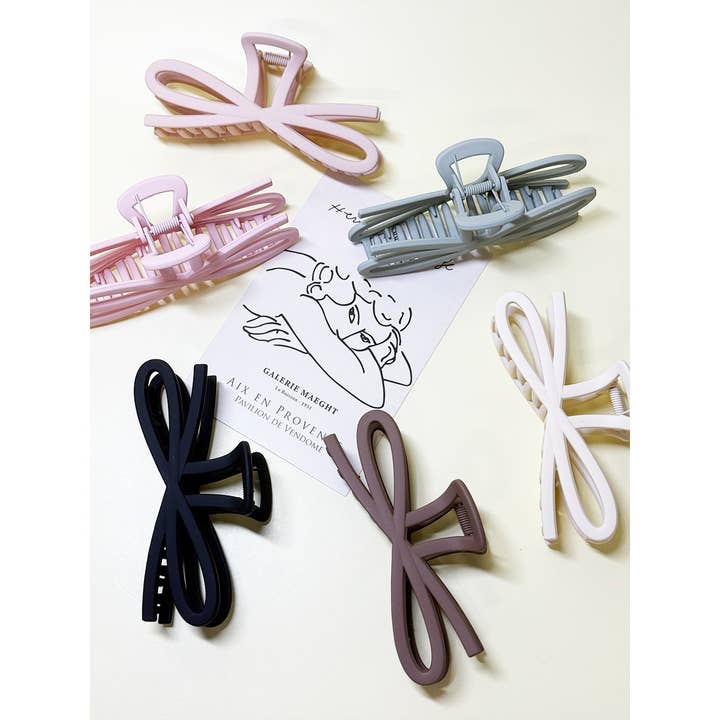 Assorted Color Jumbo Matte Bow Shape Hair Claw  for wholesale on Faire0