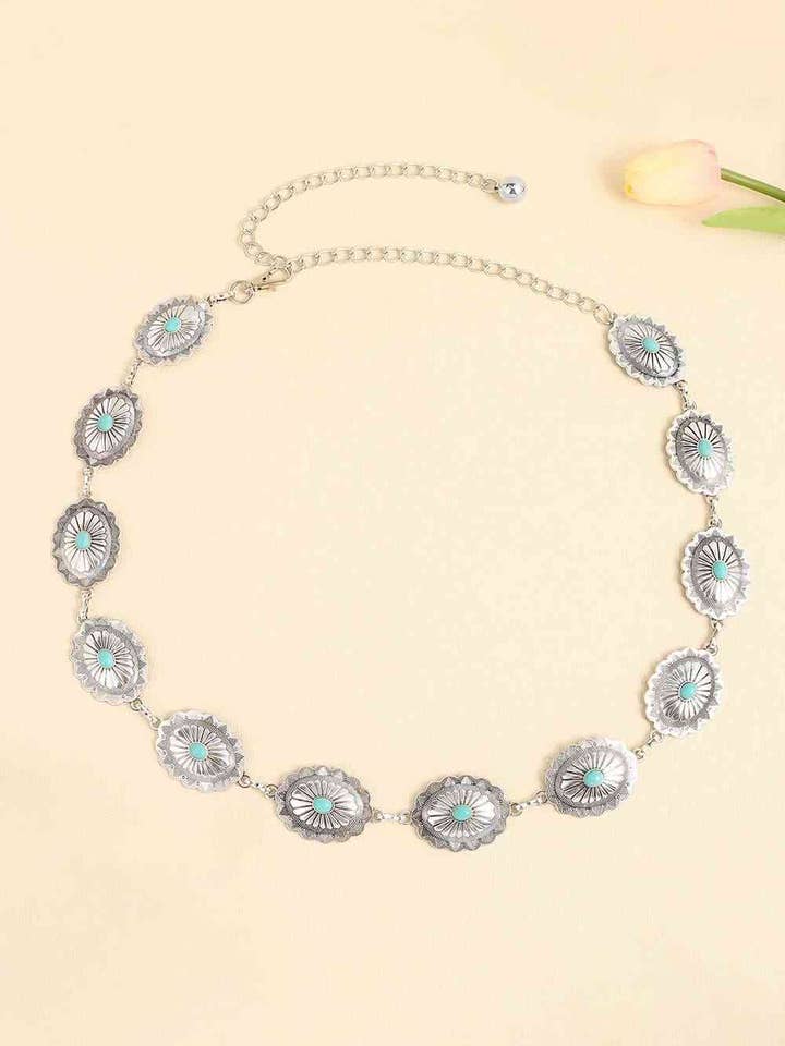 Vintage Turquoise Alloy Belt for wholesale by Beyond Apparel