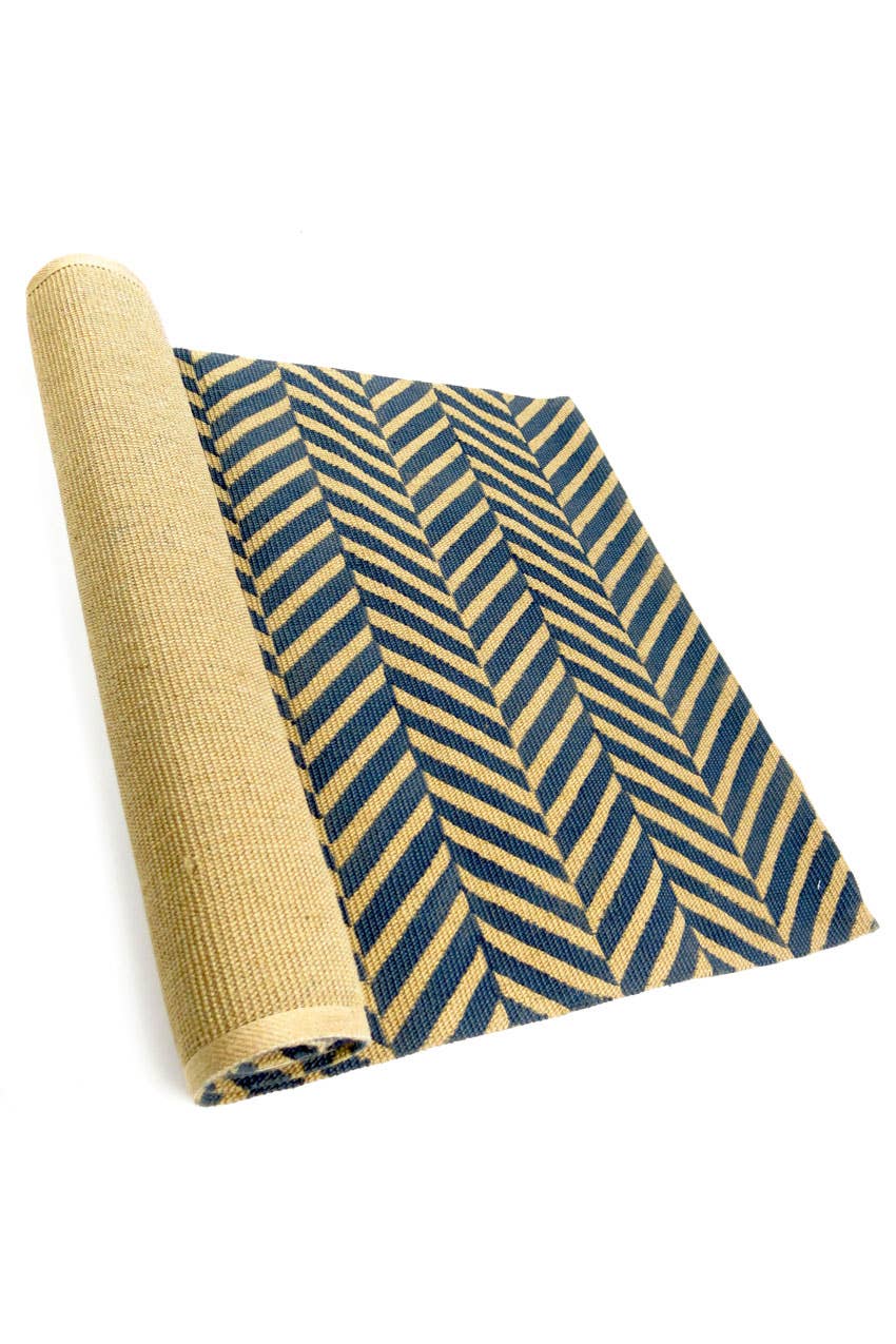 Vagabond Vintage - Wholesale Area Rug - Coir Runner in Natural and Blue1