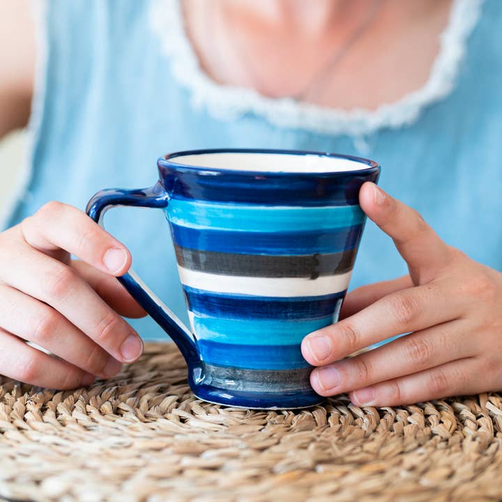 Alfar Tierra Cocida - Wholesale Coffee Mug - Coffee Ceramic Mug 300 ml/NAZAR Blue
