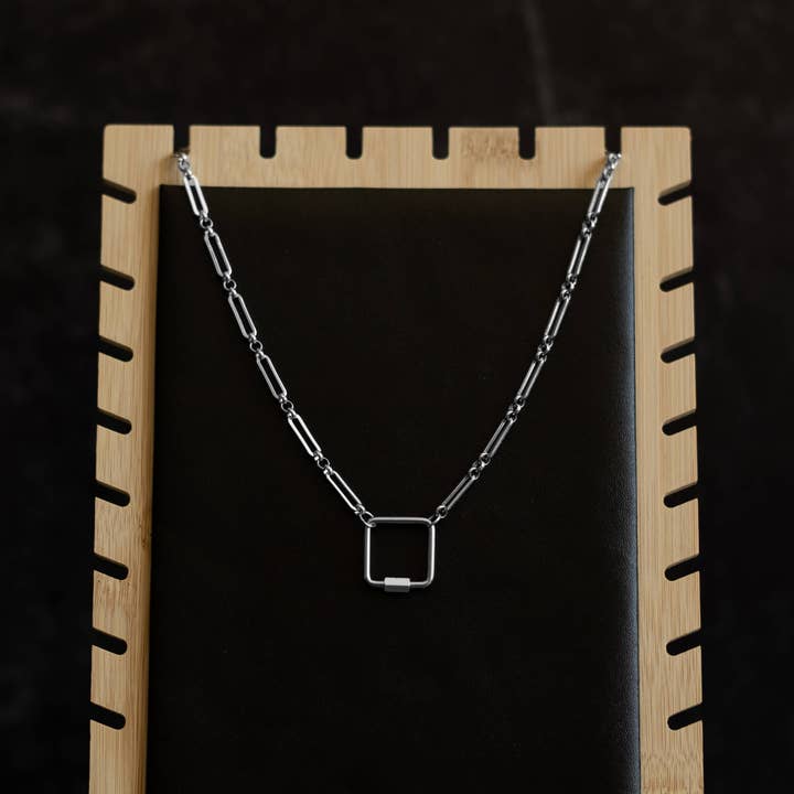 That Queer Card Co - Wholesale Link & Chain Necklace - Carabiner necklace | Stainless steel mod paperclip chain2