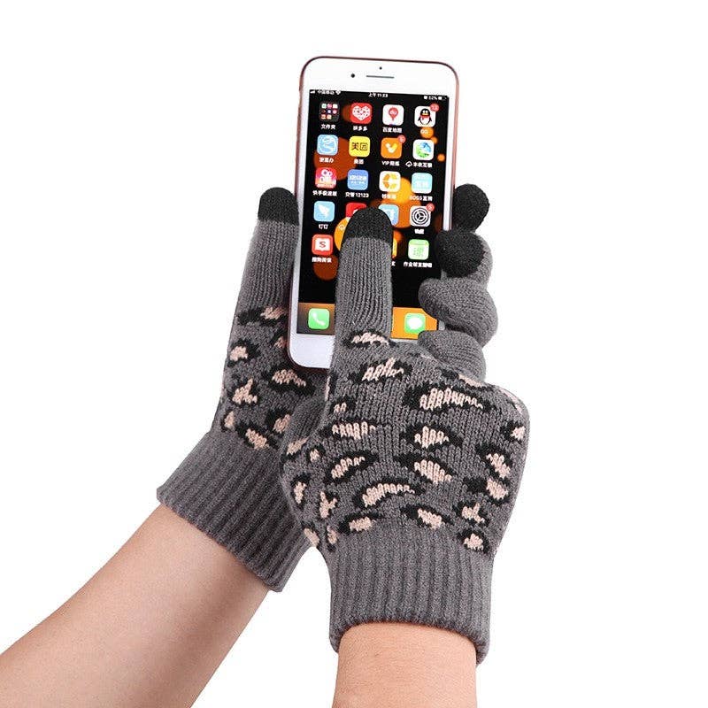 ShieldChic - Wholesale Winter Accessory Set - Women's - Leopard Print Warm Wool Hat Scarf Gloves Three-Piece Set2