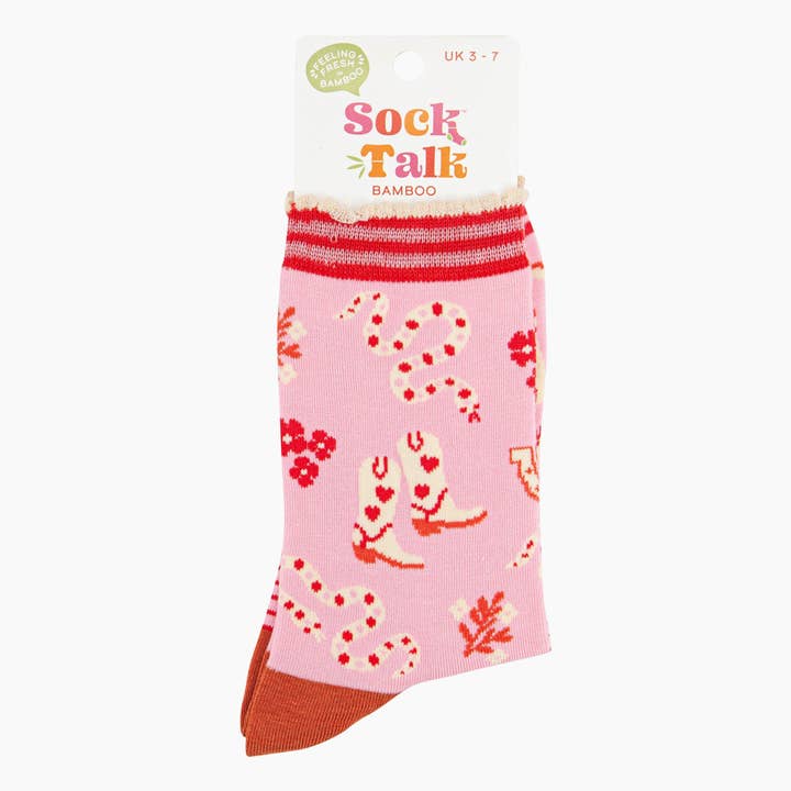 Sock Talk - Wholesale Socks - Women's - Women's Bamboo Socks - Pink, Western Cowgirl Snakes3