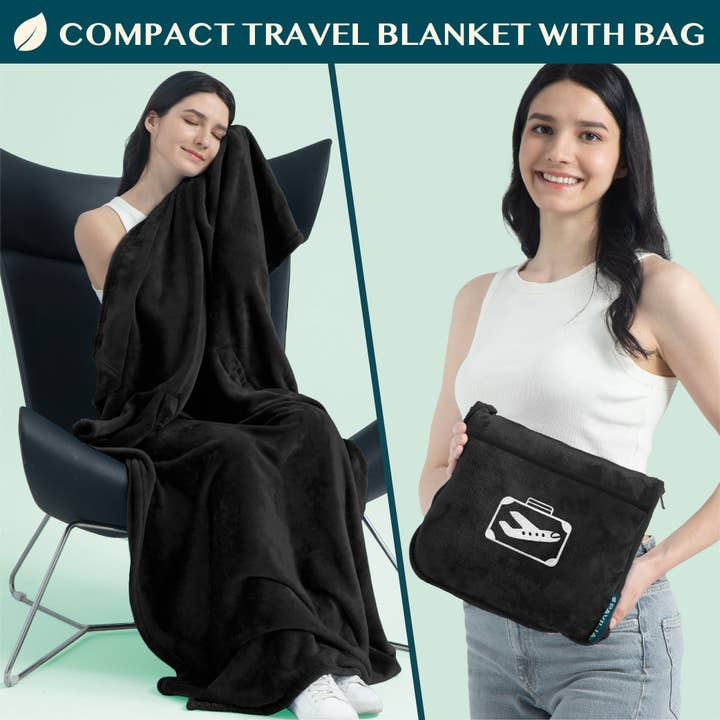 Pavilia - Wholesale Travel Blanket - Airplane Fleece Travel Blanket Pillow24