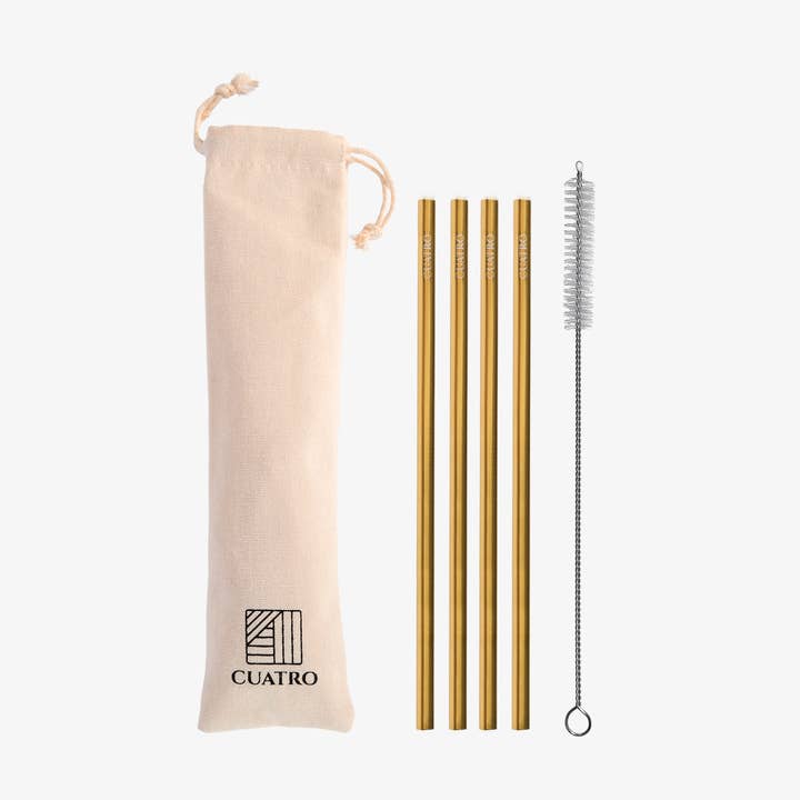 Set mit Strohhalm aus Edelstahl für den Großhandel von Cuatro