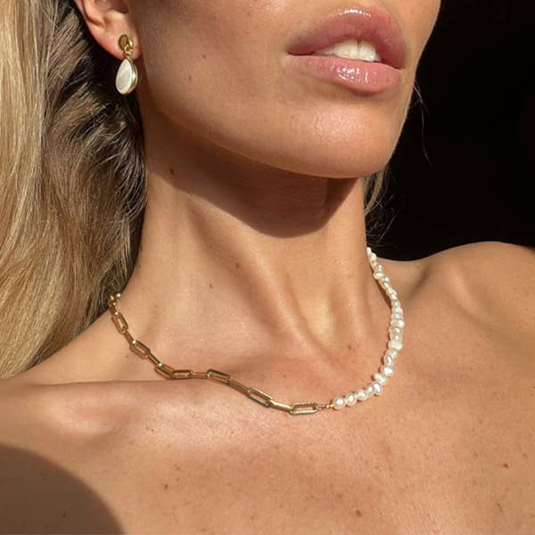 Vit pärla länk halsband för wholesale av Van Peterson Designs