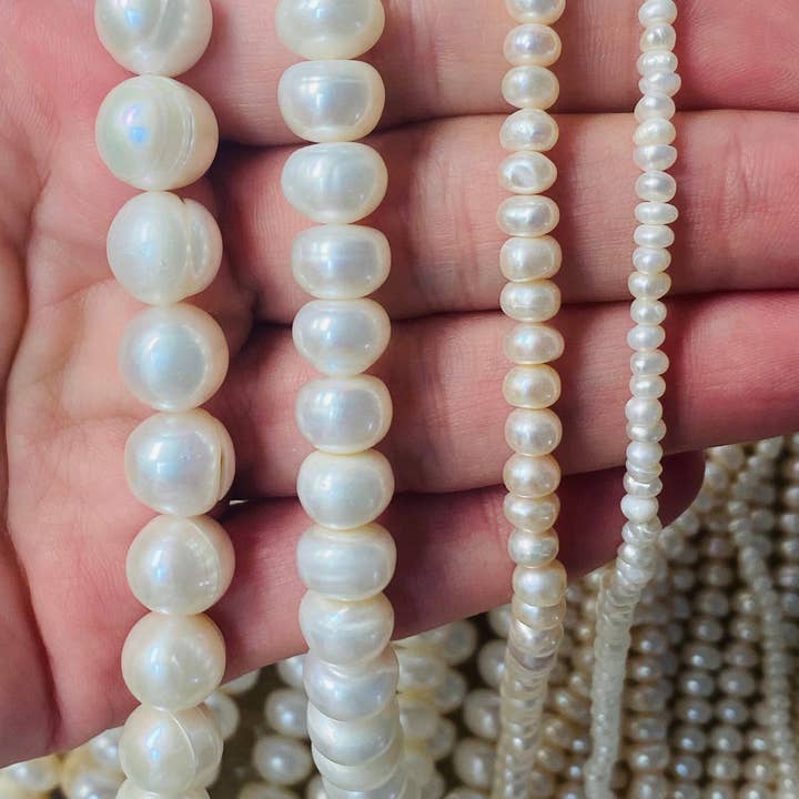 Dainty Button Freshwater Pearls, Small Button Pearls, Large Freshwater Flat Pearl Beads, Small Freshwater Pearls For Necklace, Jewelry Making for wholesale by The Bead Bazaar